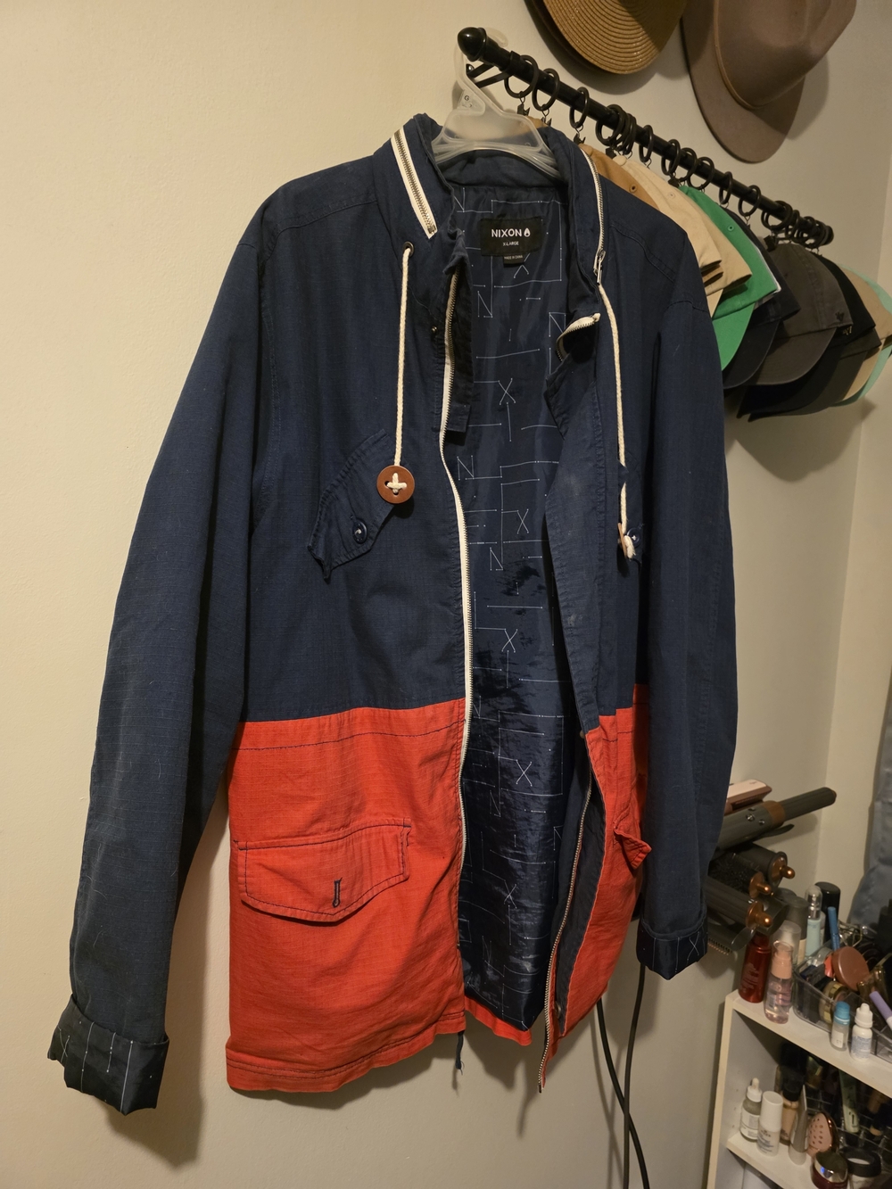 Nixon Nautalus Mens Navy and Red Field Jacket